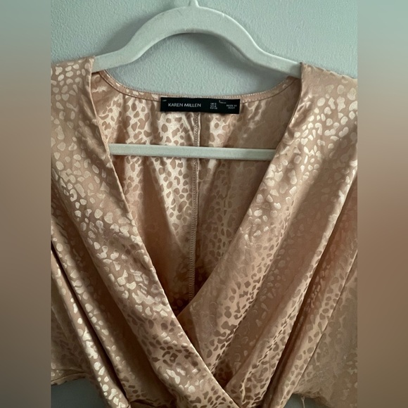 Karen Millen Peach Cheetah Print Kimono Sleeve Mini Dress - Picture 2 of 4